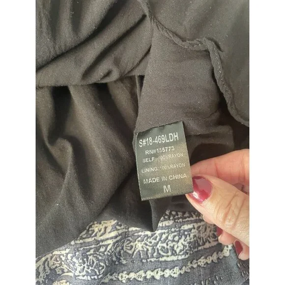 Olivaceous Navy Blue and White Boho Sun Dress or Cover Up Women's Size M - Picture 7 of 10